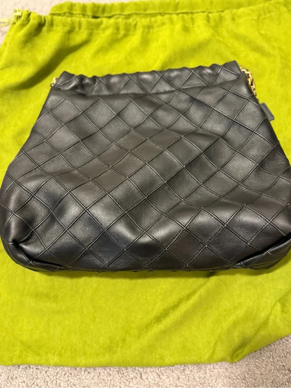 Tory Burch Black Fleming Quilted Leather Hobo Bag